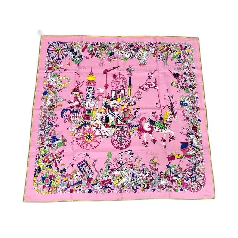 Hermes Pink Silk Scarf 90x90 cm