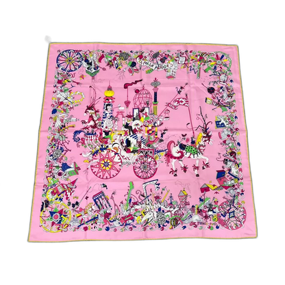 Hermes Pink Silk Scarf 90x90 cm