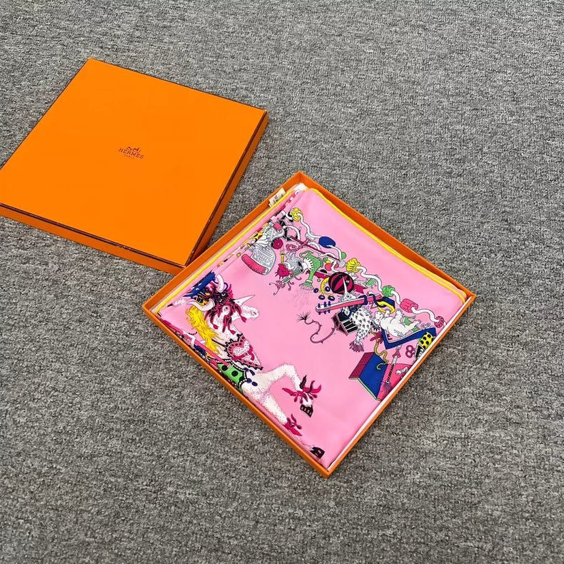 Hermes Pink Silk Scarf 90x90 cm
