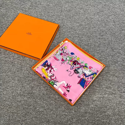Hermes Pink Silk Scarf 90x90 cm