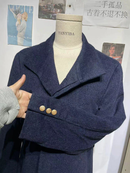 Dior Vintage Blue Wool Overcoat