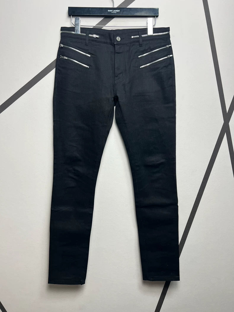 Saint Laurent Black Zippered Denim Pants