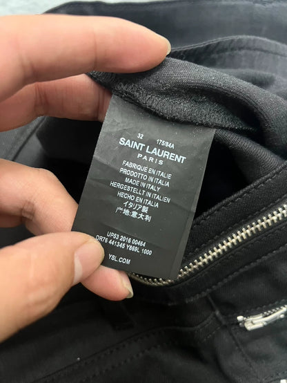 Saint Laurent Black Zippered Denim Pants