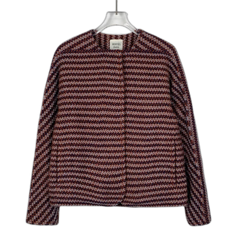 Hermes Color Block Wool Long Sleeve Jacket