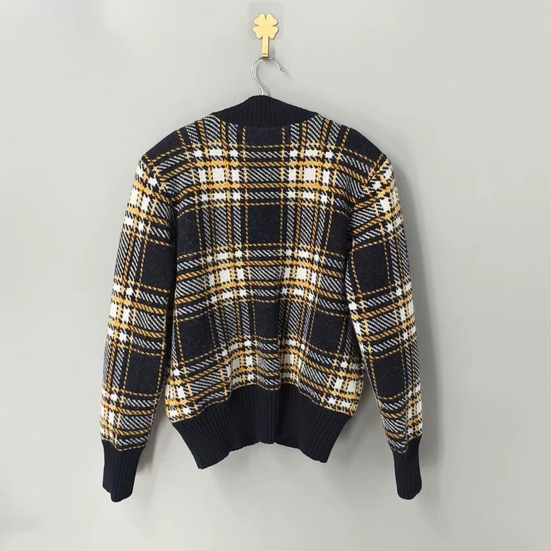 Saint Laurent Plaid Knit Cardigan-yf