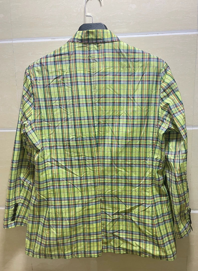 Green Plaid Casual Blazer by Hermes