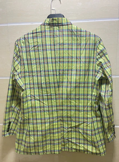 Green Plaid Casual Blazer by Hermes