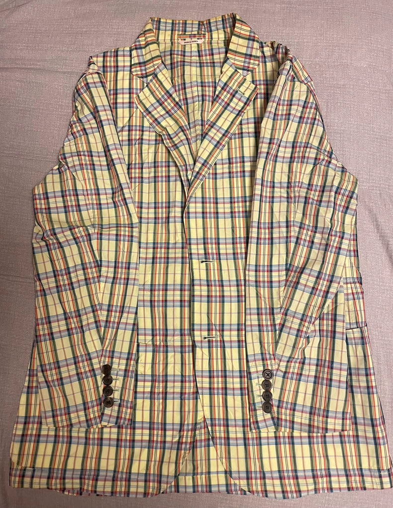 Green Plaid Casual Blazer by Hermes