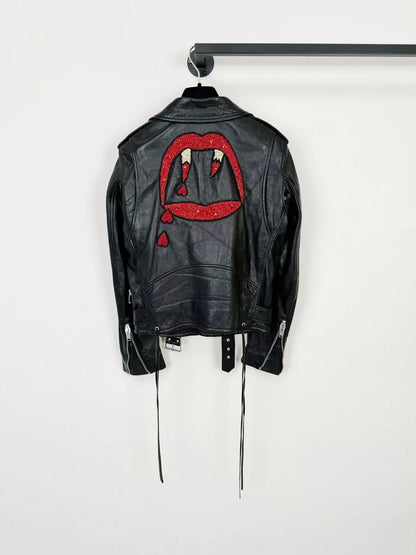 Saint Laurent Leather Jacket with Red Detail