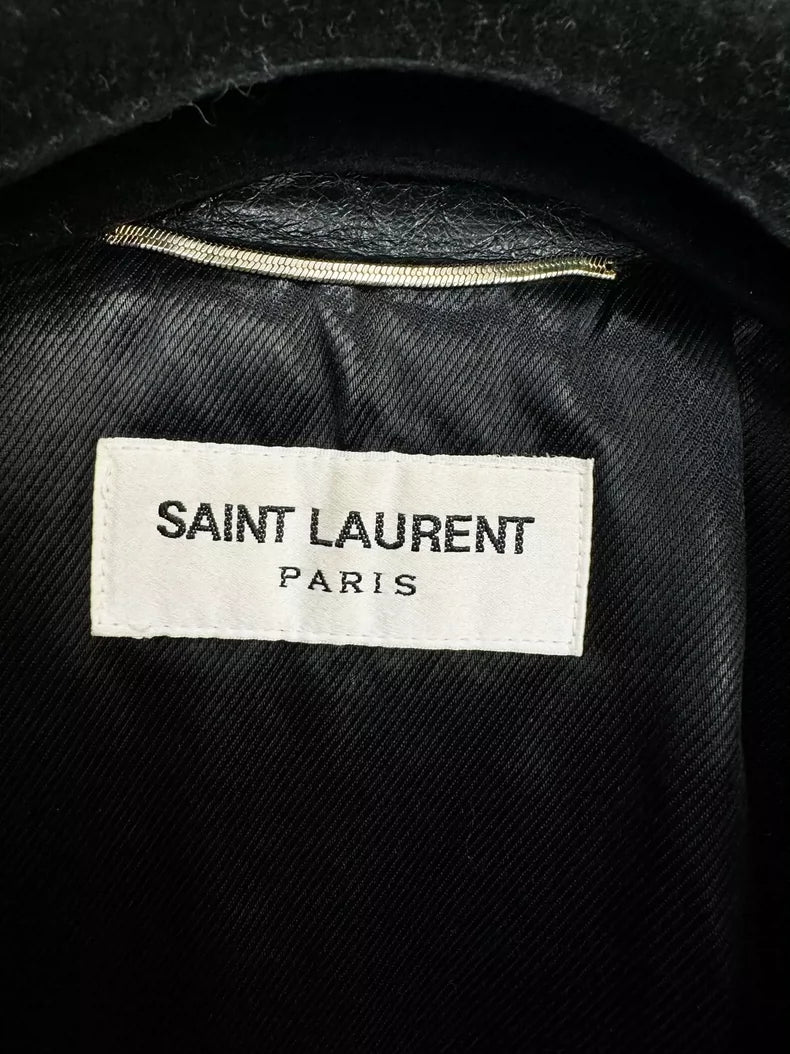 Saint Laurent Leather Jacket with Red Detail