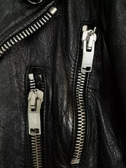 Saint Laurent Leather Jacket with Red Detail