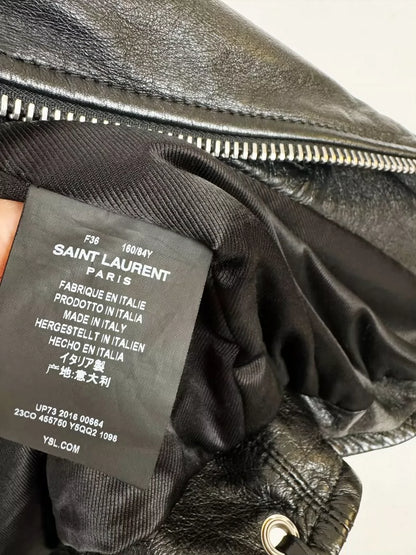 Saint Laurent Leather Jacket with Red Detail
