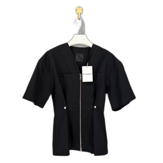 Givenchy Women's Black Zip Short Sleeve Shirt