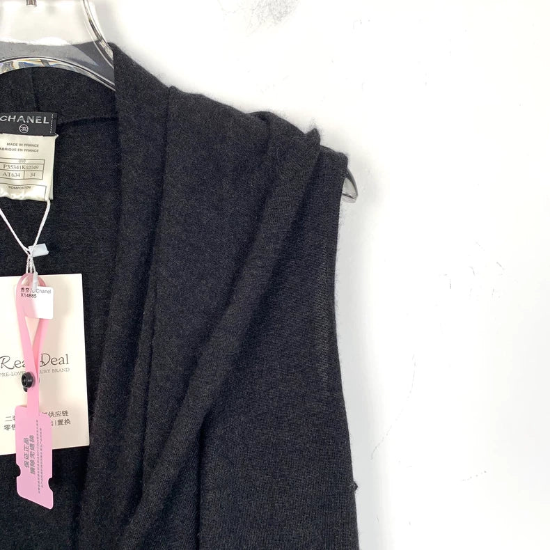 Chanel Dark Grey Cashmere Cardigan
