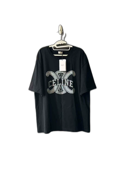 Celine Black Logo Short Sleeve Shirt