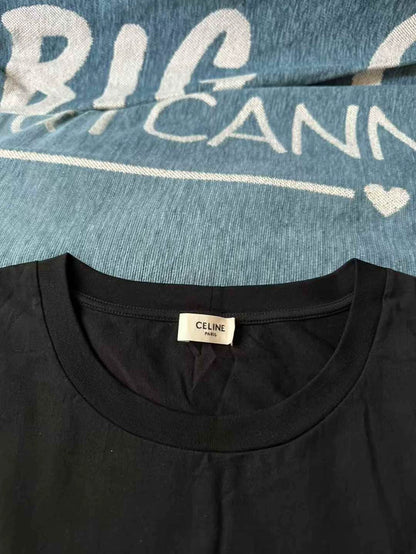 Celine Black Logo Short Sleeve Shirt