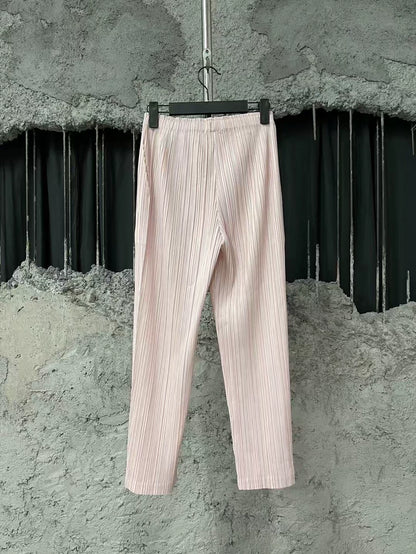 Pink Pleated Long Pants