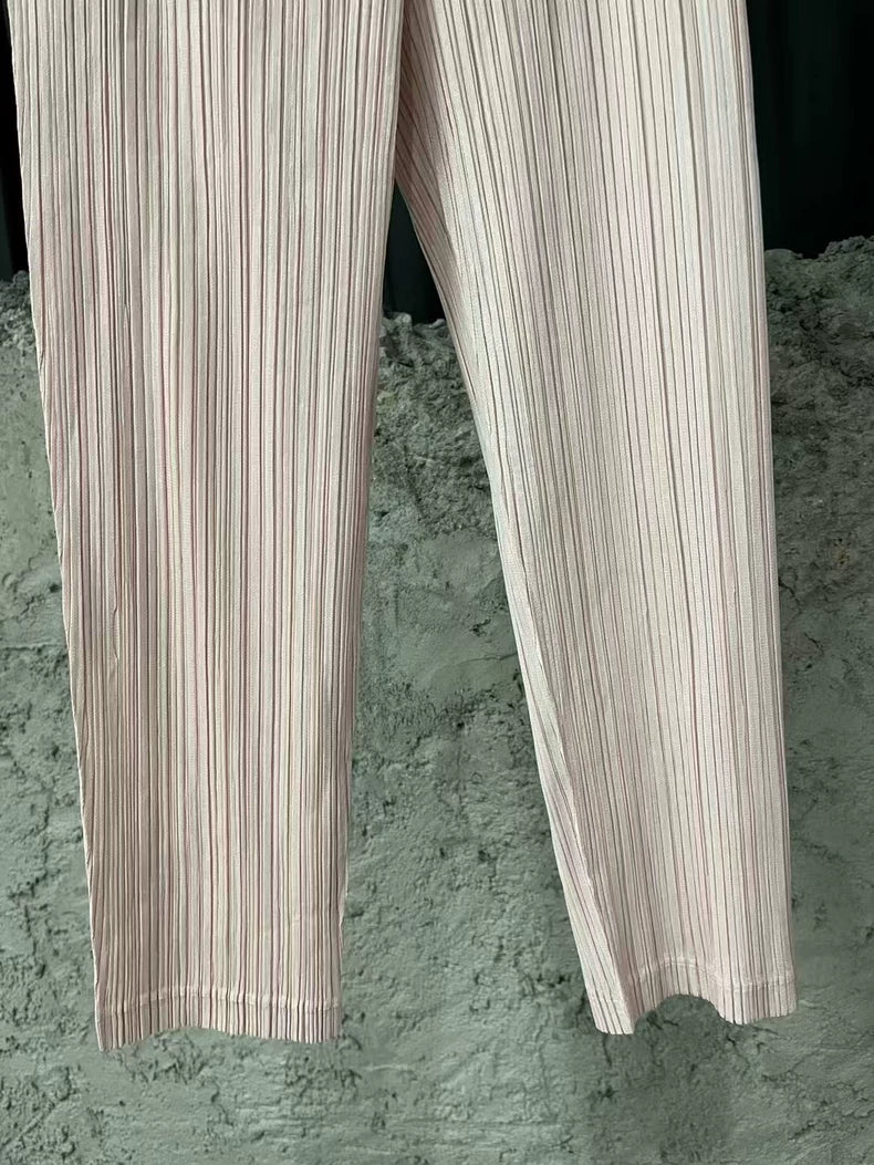 Pink Pleated Long Pants