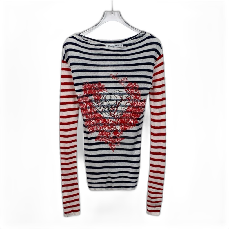 Dior Striped Knit Long Sleeve Sweater