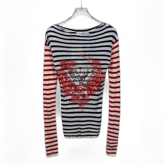 Dior Striped Knit Long Sleeve Sweater