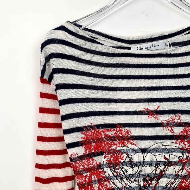 Dior Striped Knit Long Sleeve Sweater