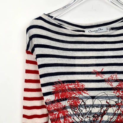 Dior Striped Knit Long Sleeve Sweater