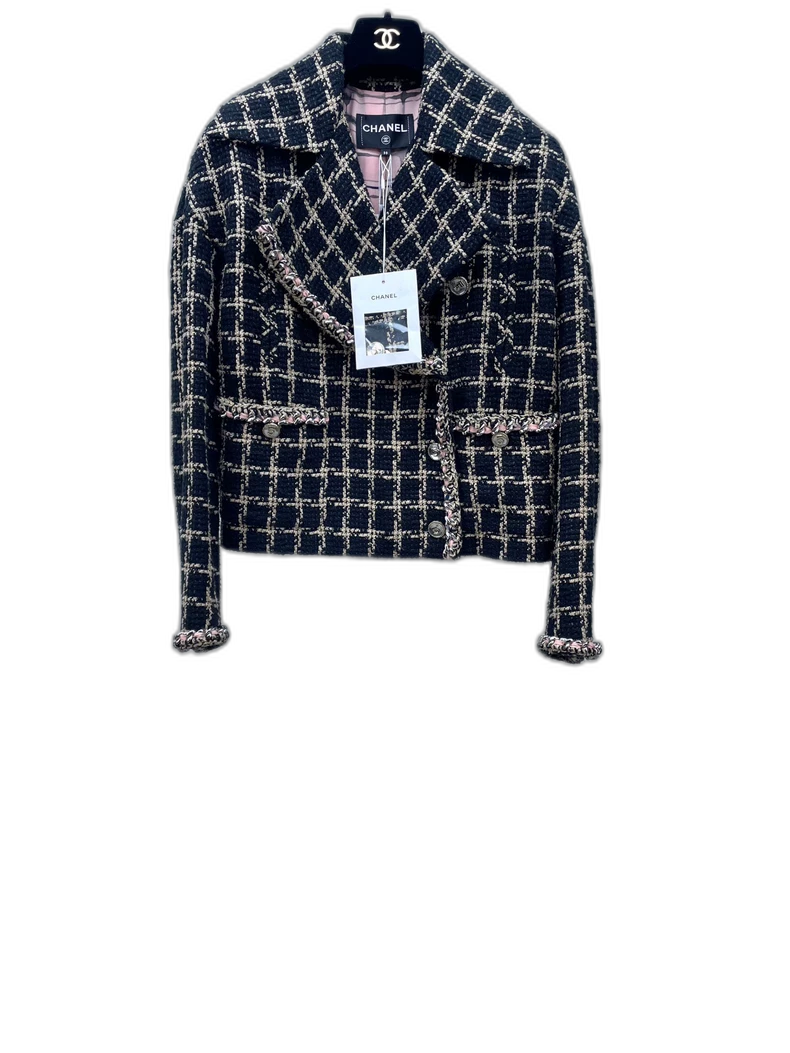 Chanel Checkered Chain Trim Blazer