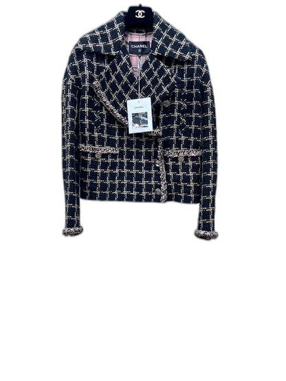 Chanel Checkered Chain Trim Blazer