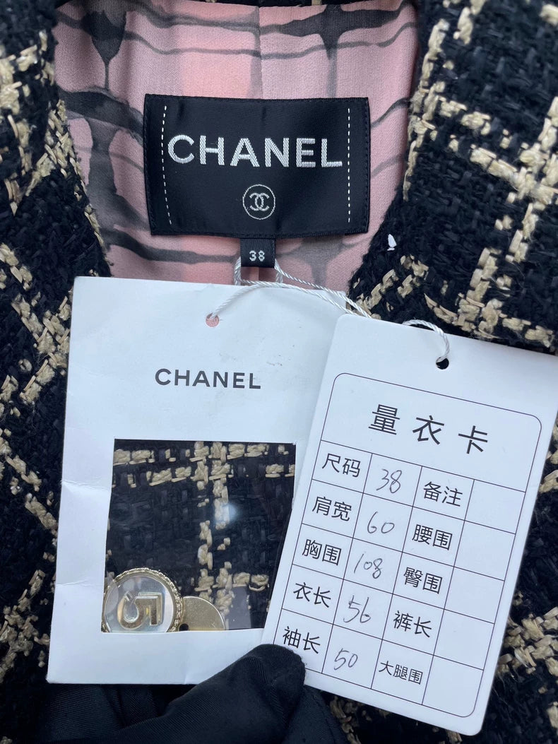 Chanel Checkered Chain Trim Blazer