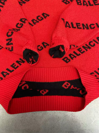 Balenciaga full logo letter diagonal barrage red sweater