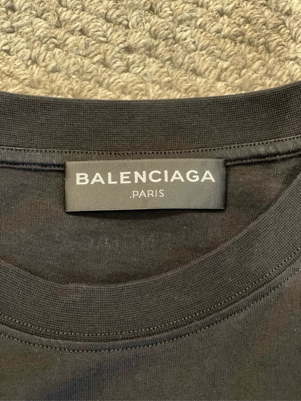 Balenciaga Black Paris Night Print Round Neck Short Sleeve