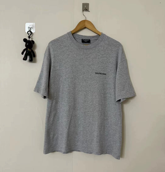 Balenciaga gray front and back logo short sleeved shirt