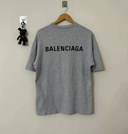 Balenciaga gray front and back logo short sleeved shirt