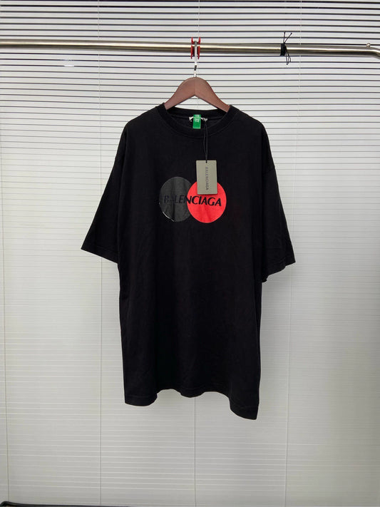 Balenciaga Mastercard logo printed black short sleeved shirt