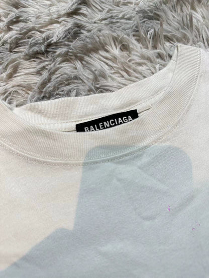 Balenciaga White Cola Wave Embroidered Logo Short Sleeve