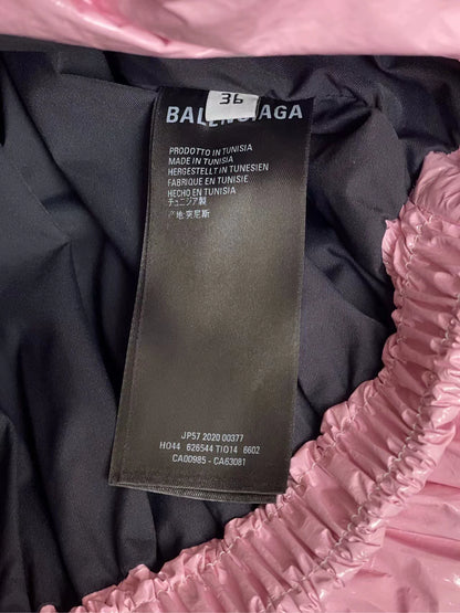 Balenciaga pink glossy stand up collar down jacket