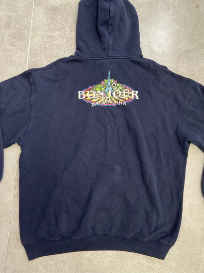 Balenciaga hoodie sweatshirt in navy blue Iron Tower French Alphabet Logo