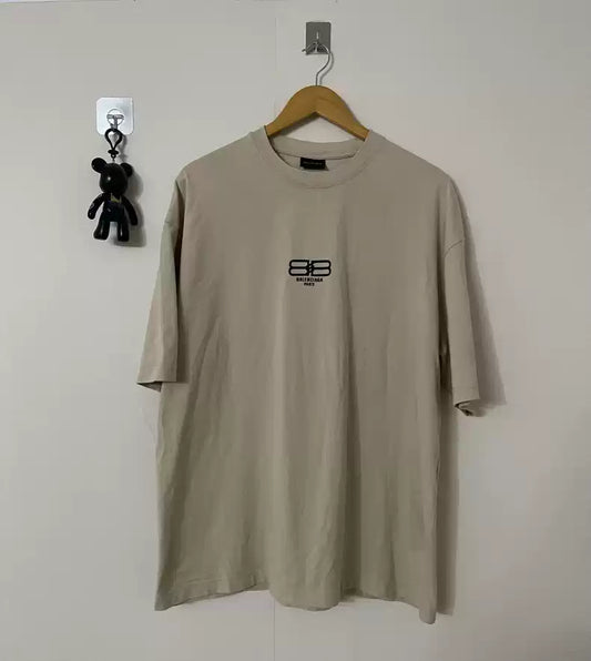 Balenciaga khaki double B buckle short sleeved shirt