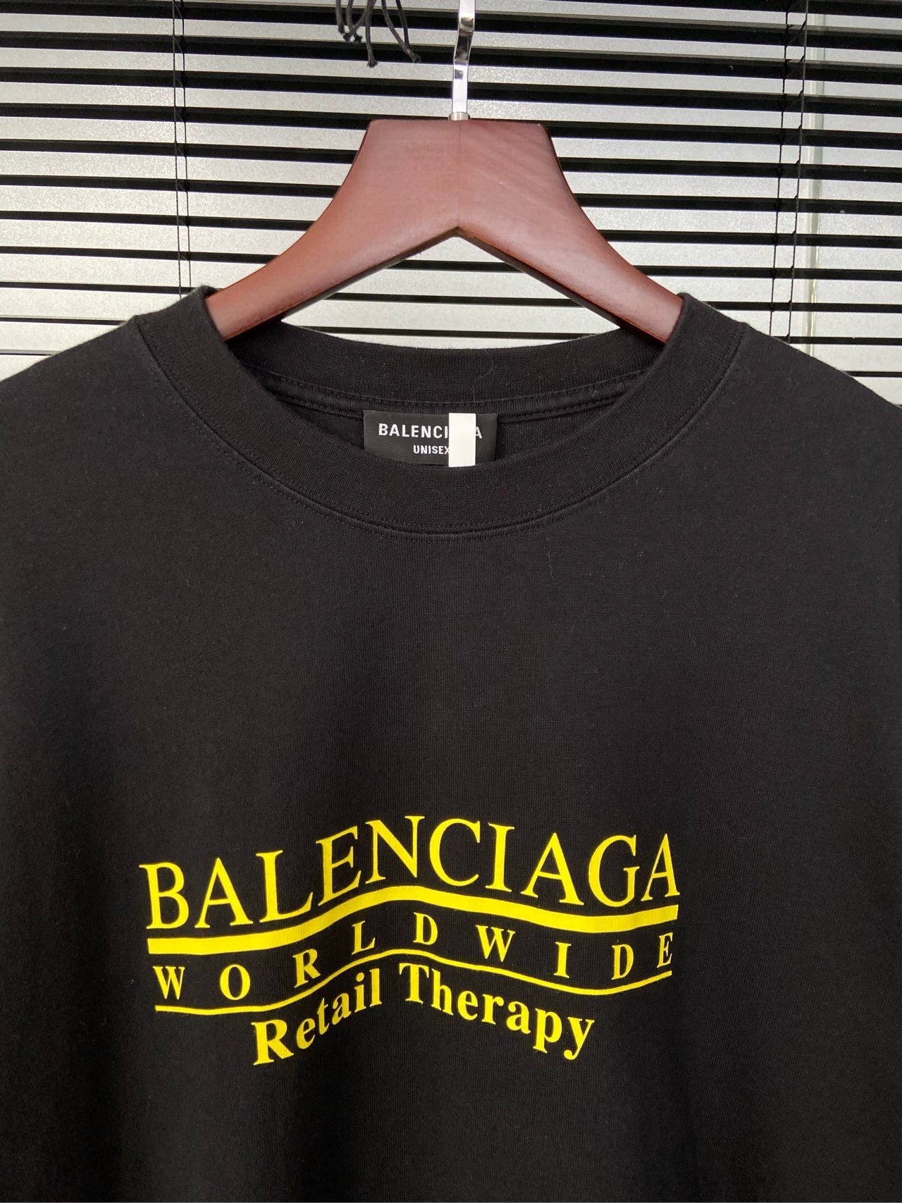 Balenciaga underlined logo letter print pattern black short sleeved shirt