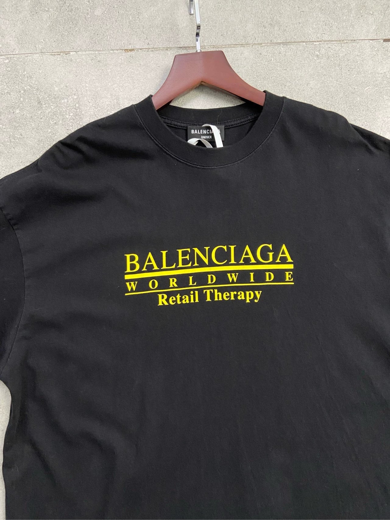 Balenciaga underlined logo letter print pattern black short sleeved shirt