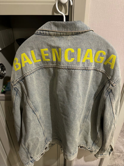 Balenciaga yellow embroidered denim jacket