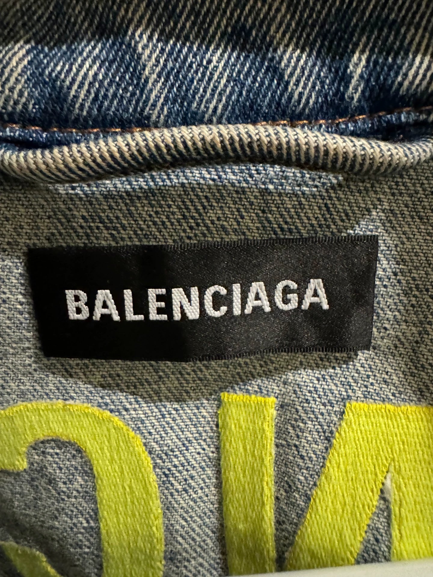 Balenciaga yellow embroidered denim jacket