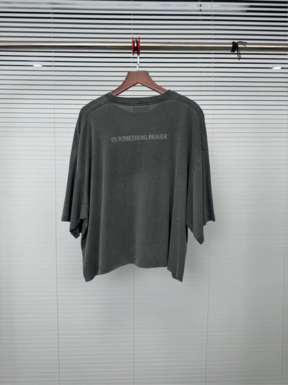 Balenciaga slogan letter washed grey short sleeved shirt