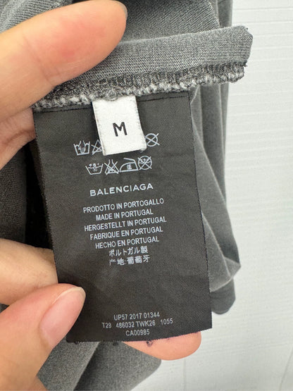 Balenciaga slogan letter washed grey short sleeved shirt