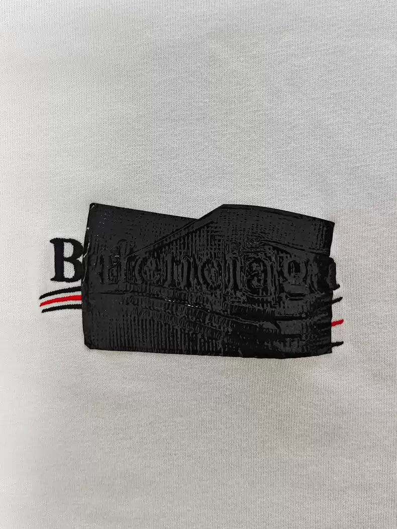 Balenciaga 23ss tape covering cola logo embroidered washed short sleeved T-shirt