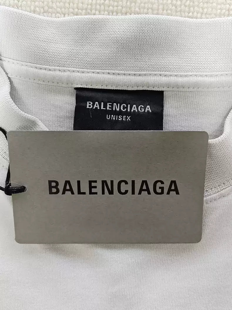 Balenciaga 23ss tape covering cola logo embroidered washed short sleeved T-shirt
