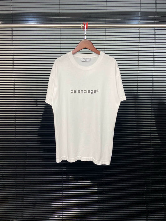 Balenciaga Embroidered Letter B Retro Logo Letter Pattern Pink Short Sleeve