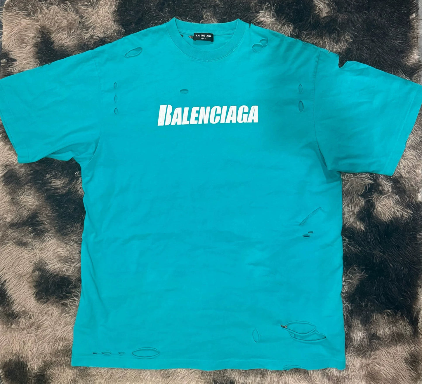 Balenciaga destroys wind blown hole style loose short sleeves