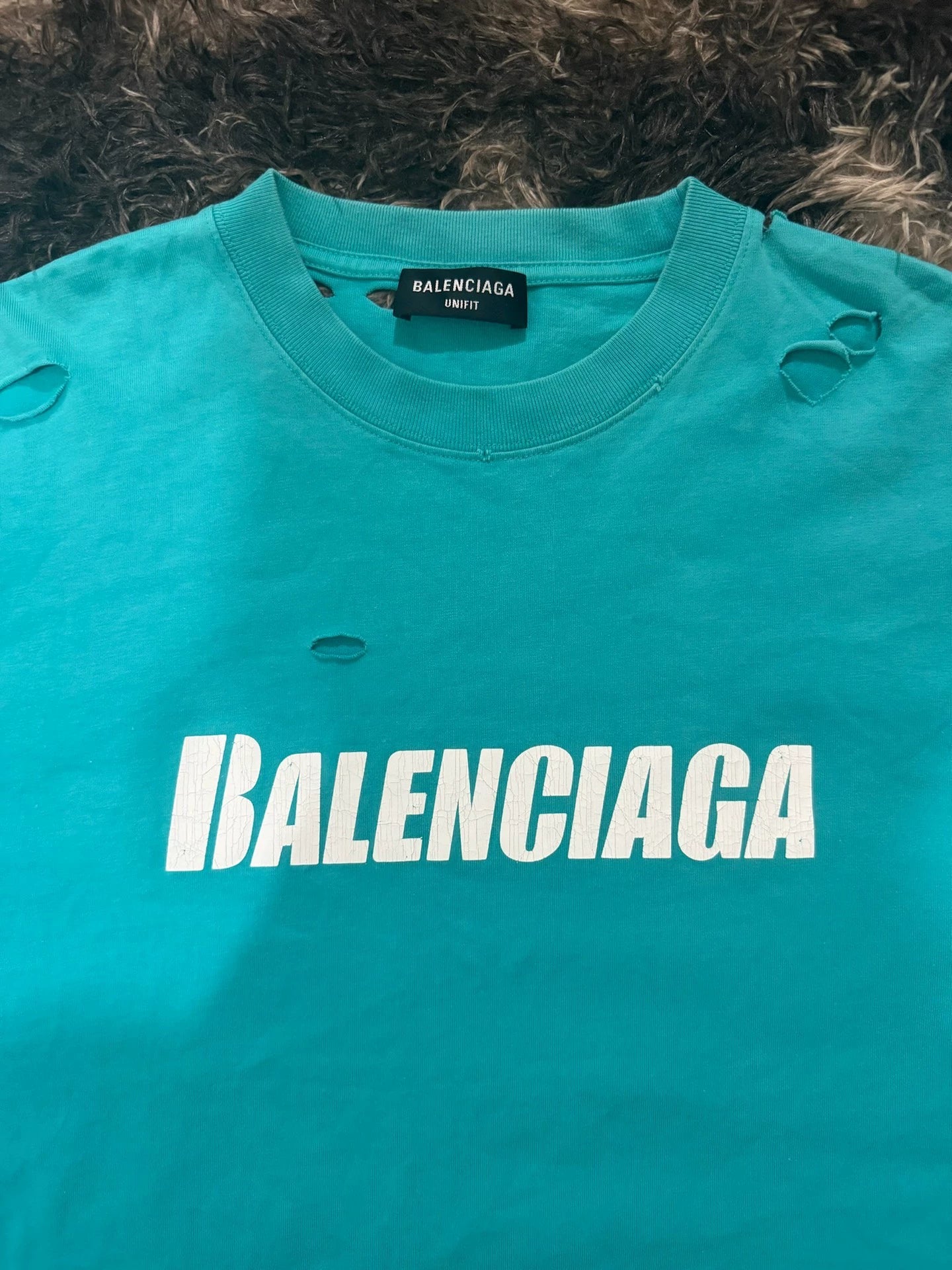 Balenciaga destroys wind blown hole style loose short sleeves