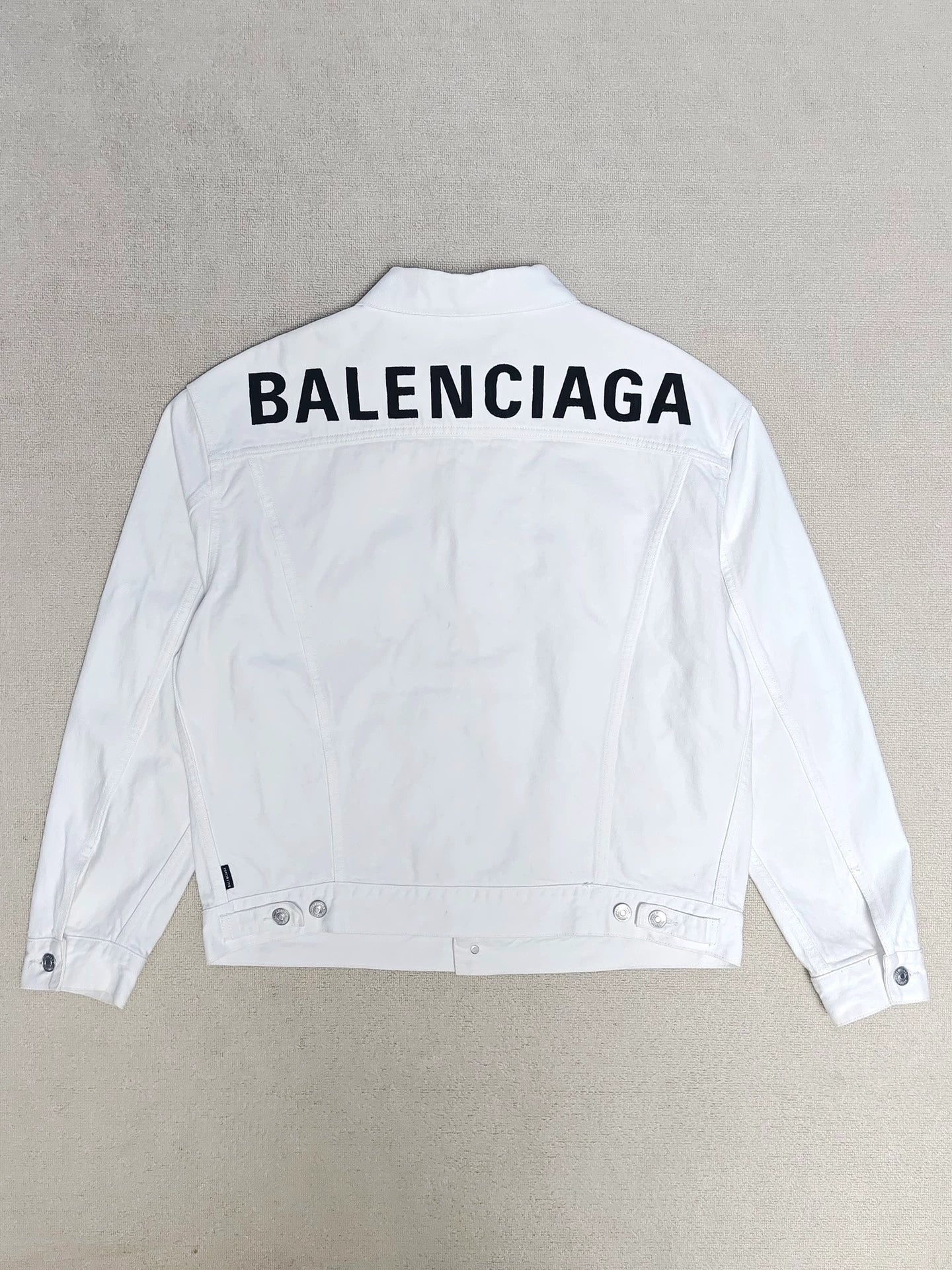 Balenciaga back letter logo stone washed denim jacket